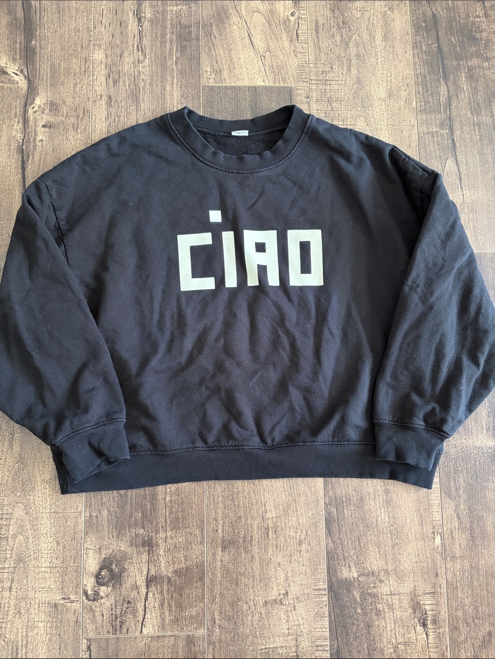 Clare V. Black 'CIAO' Graphic Crewneck Sweatershirt